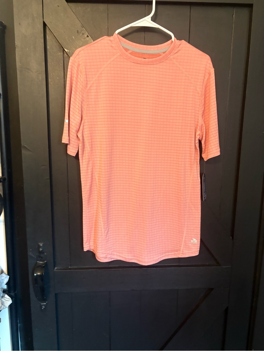 MTA Sport Coral Grid-Textured Short Sleeve Tee